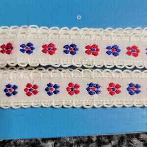 Vintage Flower Embroidered Ribbon Trim - 36" & 55" pieces